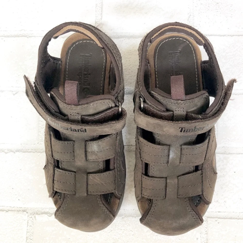 Timberland Kids Earthkeepers Brown Leather Sport Sandals Boys Size 1 Little Kid